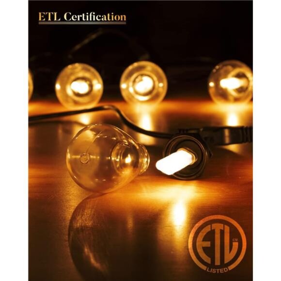 96FT (2x48FT) Outdoor String Lights, Shatterproof Dimmable LED Bulbs String - Picture 2 of 7